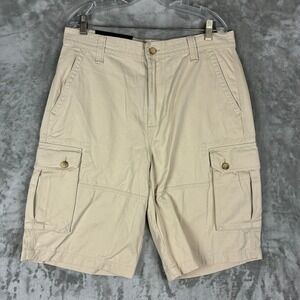 GT Mens Cargo Shorts‎ Khaki Tan Cotton Twill Utility Relaxed Fit Size 33 NEW